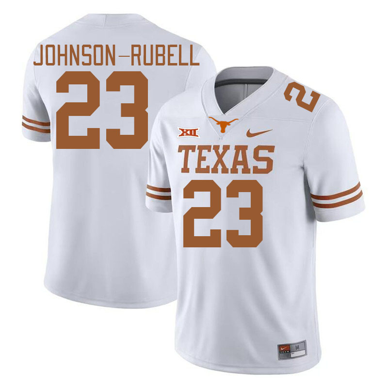 Men #23 Jordon Johnson-Rubell Texas Longhorns College Football Jerseys Stitched-White